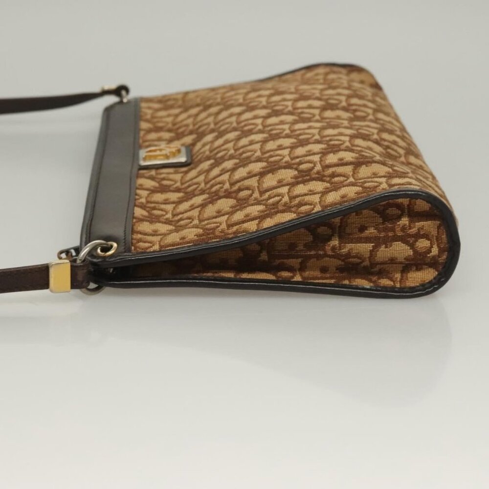 Authentic Christian Dior Trotter Canvas Shoulder Bag Brown Gold - Picture 11 of 16